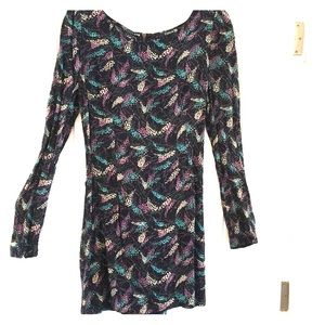 Multicolor Long Sleeve Mini Dress - Size L